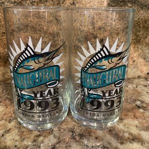 Vintage 1990’s MLB Florida Marlins Inaugural 1993-94 Drinking Glasses